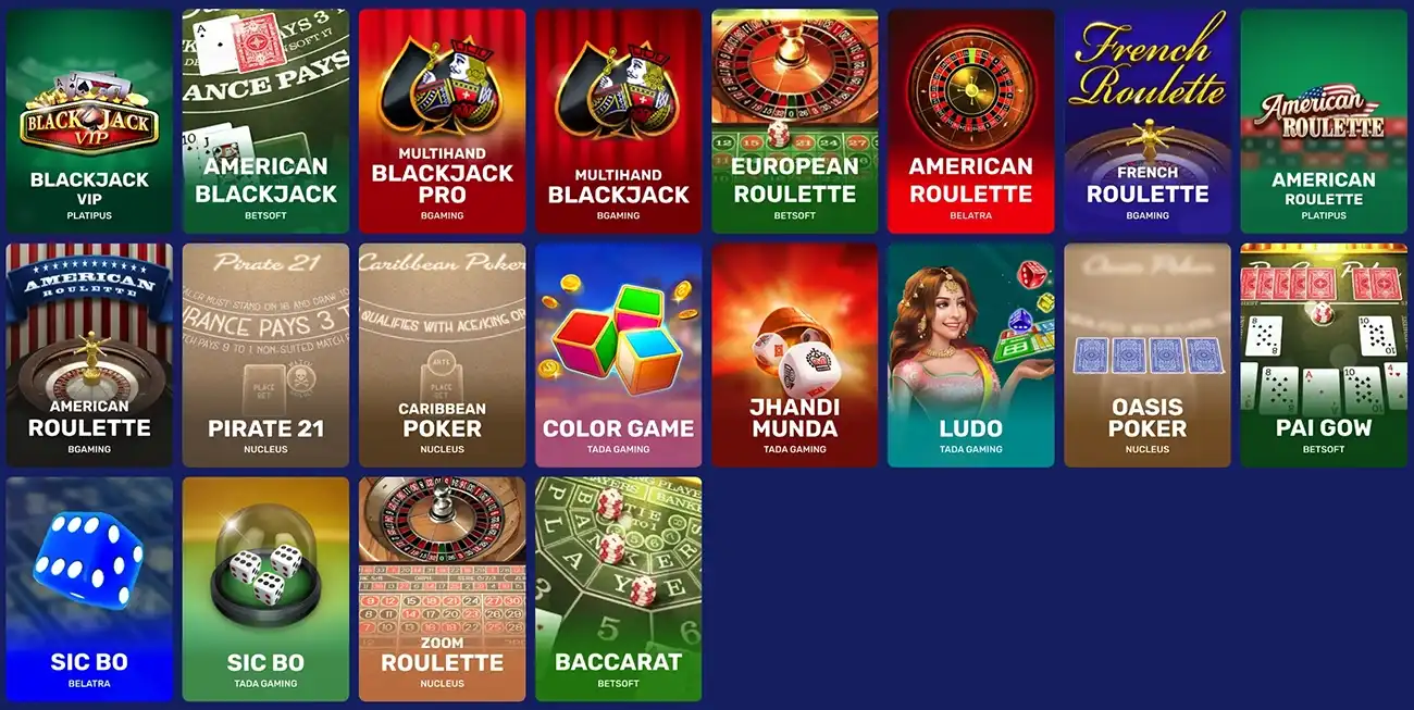 Koning Bet Casino Tafelspellen